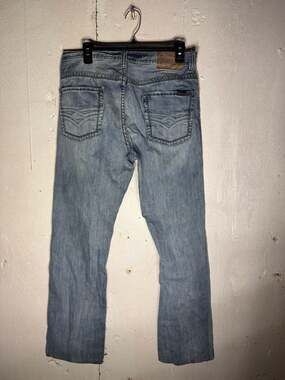 7forallmankind Men's Distressed Straight Leg Light Wash Jeans Size 34x34